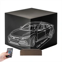 Honda Civic Tasarım Spor Araba Kişiye Özel 3D Lamba - Masa Gece Lambası