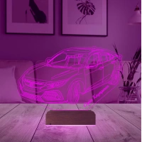 Honda Civic Tasarım Spor Araba Kişiye Özel 3D Lamba - Masa Gece Lambası
