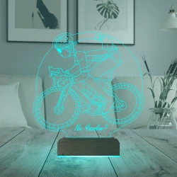 Bisiklet Bisikletçi Tasarım Kişiye Özel 3D Lamba - Masa Gece Lambası