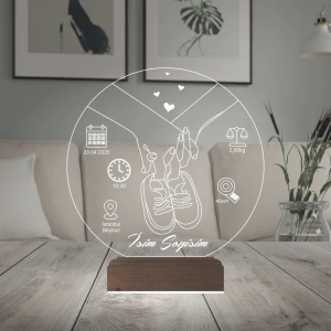 Yeni Doğan Bebek Hediye Kişiye Özel 3D Lamba - Masa Gece Lambası Yeni Doğan Bebek Hediye Kişiye Özel 3D Lamba - Masa Gece Lambası