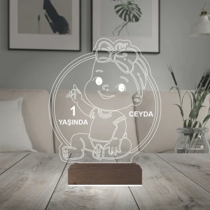 Yeni Doğan Kız Bebek Hediye Kişiye Özel 3D Lamba - Masa Gece Lambası Yeni Doğan Kız Bebek Hediye Kişiye Özel 3D Lamba - Masa Gece Lambası