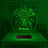 Çocuk Odası Hediye Balon Kalp Kişiye Özel 3D Lamba - Masa Gece Lambası