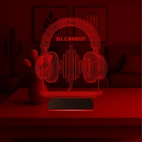 Dj Hediye Kulaklık Müzik Kişiye Özel 3D Lamba - Masa Gece Lambası