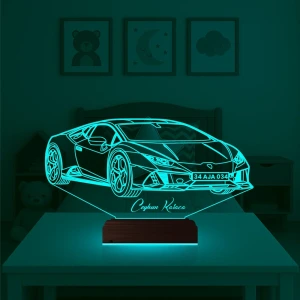 Plakalı Spor Araba Otomobil Tasarım Kişiye Özel 3D Lamba - Masa Gece Lambası Plakalı Spor Araba Otomobil Tasarım Kişiye Özel 3D Lamba - Masa Gece Lambası
