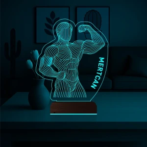 Vücut Geliştirme Hediye Gym Kişiye Özel 3D Lamba - Masa Gece Lambası Vücut Geliştirme Hediye Gym Kişiye Özel 3D Lamba - Masa Gece Lambası