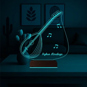 Saz Bağlama Müzisyen Hediye Nota Kişiye Özel 3D Lamba - Masa Gece Lambası Saz Bağlama Müzisyen Hediye Nota Kişiye Özel 3D Lamba - Masa Gece Lambası