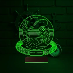 Balıkçı Olta Balık Avı Kişiye Özel 3D Lamba - Masa Gece Lambası Balıkçı Olta Balık Avı Kişiye Özel 3D Lamba - Masa Gece Lambası
