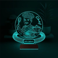 Chef Şef Aşçı Erkek Kişiye Özel 3D Lamba - Masa Gece Lambası