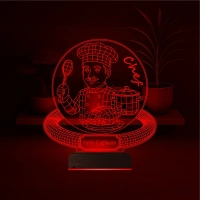 Chef Şef Aşçı Erkek Kişiye Özel 3D Lamba - Masa Gece Lambası