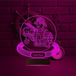 İtfaiye İtfaiyeci Hediye Kişiye Özel 3D Lamba - Masa Gece Lambası