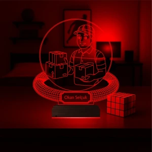 Kargocu Kurye Hediye Kişiye Özel 3D Lamba - Masa Gece Lambası