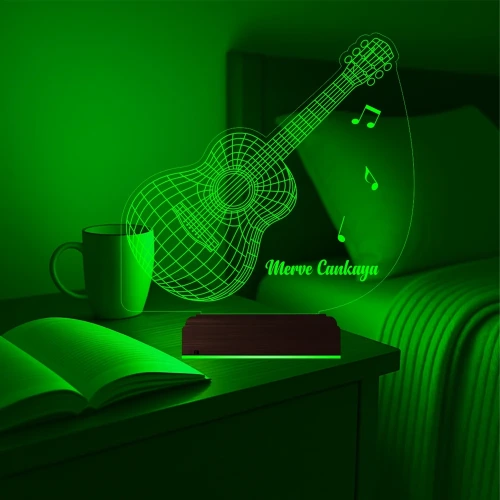 Gitar Gitarist Müzisyen Hediyesi Kişiye Özel 3D Lamba - Masa Gece Lambası