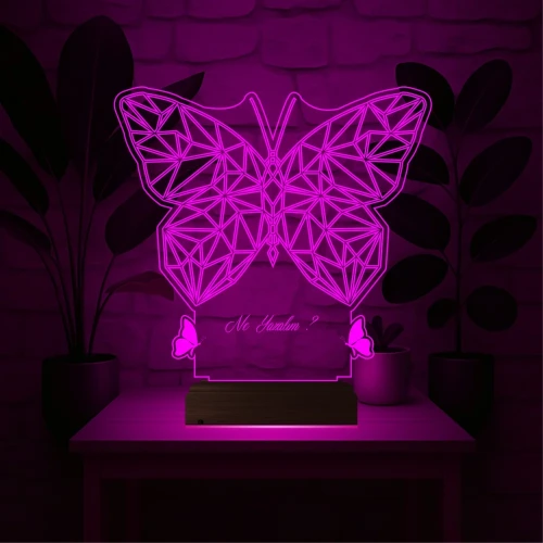 Dekoratif Kelebek Tasarım Polygonal Kişiye Özel 3D Lamba - Masa Gece Lambası